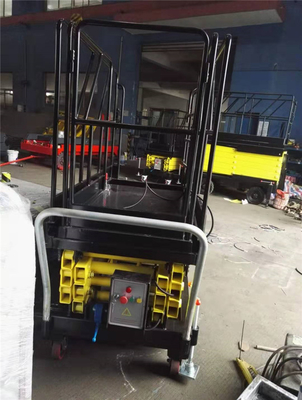Manual Pull Handle Mobile Boom Lift Hydraulic Scissor Lifter With Full Handrail